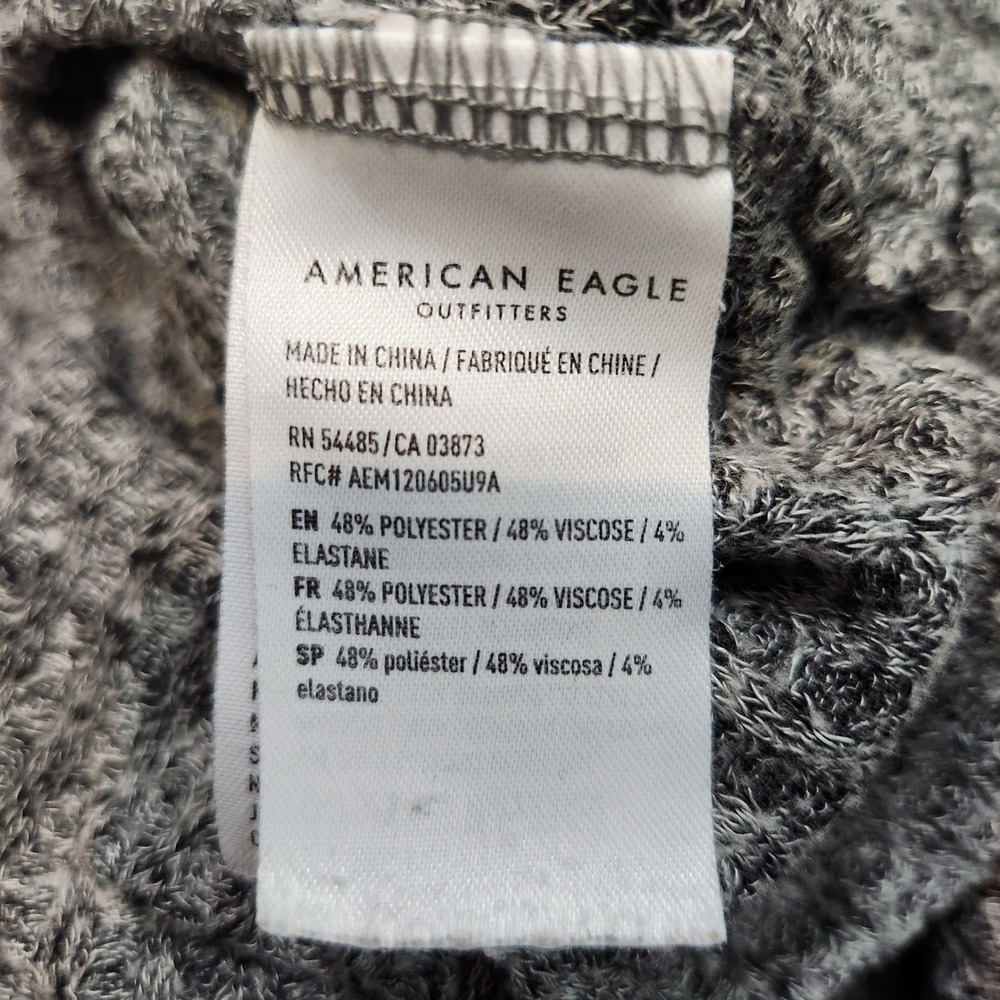 American Eagle Grey Marl V-Neck Soft Knit Pocket Sweater Top Size Med Boxy Y2K - Picture 7 of 9